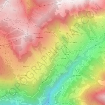 Topografische kaart Vers Le Bois, hoogte, reliëf