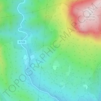 Topografische kaart La Génibrède, hoogte, reliëf