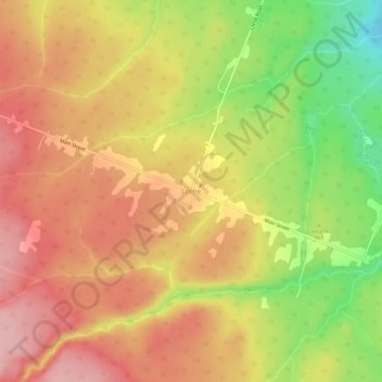 Topografische kaart Lorne, hoogte, reliëf