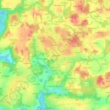 Topografische kaart Le Stanco, hoogte, reliëf
