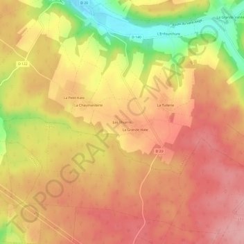 Topografische kaart Les Thiarris, hoogte, reliëf