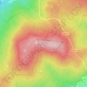 Topografische kaart Großer Waldstein, hoogte, reliëf