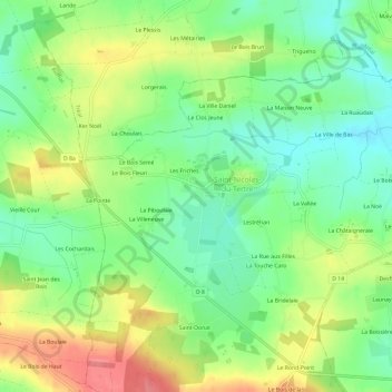Topografische kaart Le Pont Bily, hoogte, reliëf