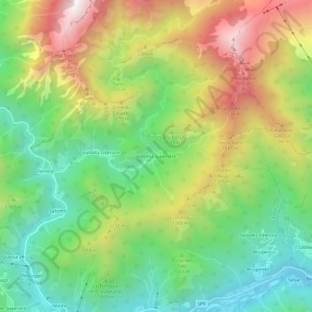Topografische kaart Valbella Superiore, hoogte, reliëf
