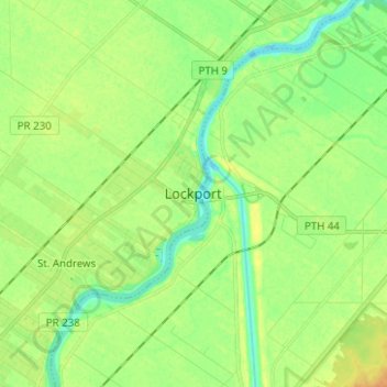Topografische kaart Lockport, hoogte, reliëf
