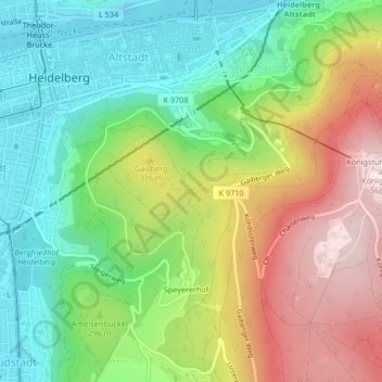 Topografische kaart Sprunghöhe, hoogte, reliëf