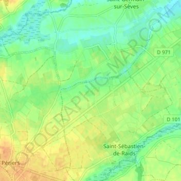 Topografische kaart Les Plains, hoogte, reliëf