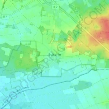 Topografische kaart Bolsehle, hoogte, reliëf