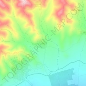Topografische kaart Koran, hoogte, reliëf
