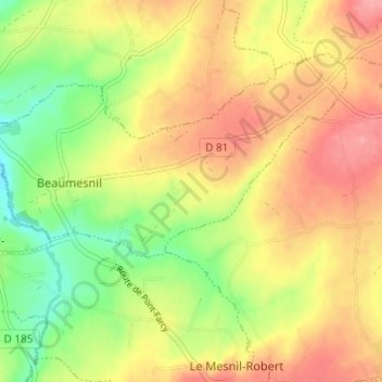 Topografische kaart La Paumerie, hoogte, reliëf