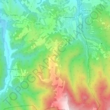 Topografische kaart Nommisci, hoogte, reliëf