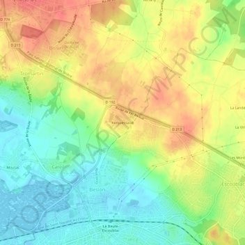 Topografische kaart Kerquessaud, hoogte, reliëf