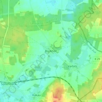 Topografische kaart Bockholt, hoogte, reliëf