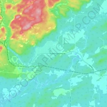 Topografische kaart Dowling, hoogte, reliëf