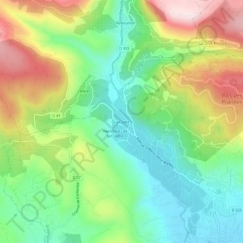 Topografische kaart La Clape, hoogte, reliëf