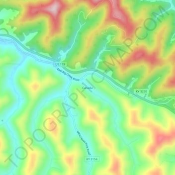 Topografische kaart Canada, hoogte, reliëf