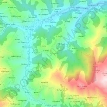 Topografische kaart La Figar, hoogte, reliëf