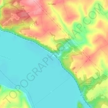 Topografische kaart Drumore, hoogte, reliëf