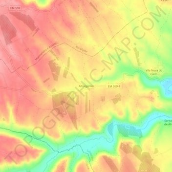Topografische kaart Alforgemel, hoogte, reliëf