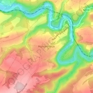 Topografische kaart Hulsonniaux, hoogte, reliëf