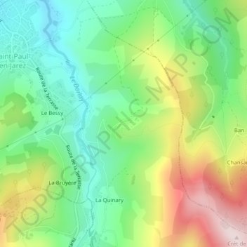 Topografische kaart Vergelas, hoogte, reliëf