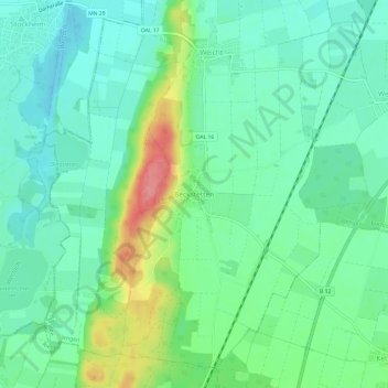 Topografische kaart Beckstetten, hoogte, reliëf