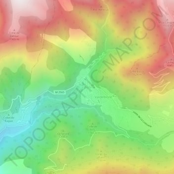 Topografische kaart La Bolline, hoogte, reliëf