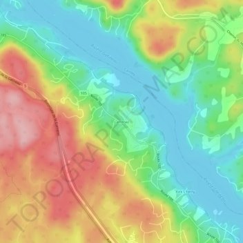 Topografische kaart Larrimac, hoogte, reliëf