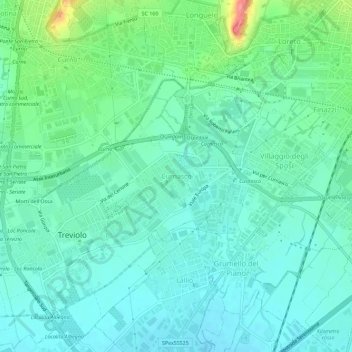 Topografische kaart Curnasco, hoogte, reliëf
