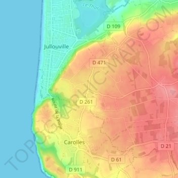 Topografische kaart Groussey, hoogte, reliëf