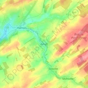 Topografische kaart Achet, hoogte, reliëf