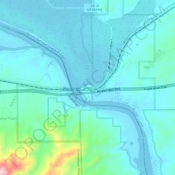 Topografische kaart Topock, hoogte, reliëf