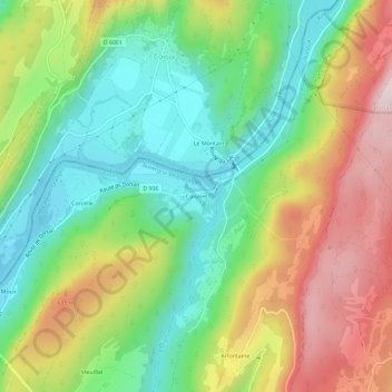 Topografische kaart Coiselet, hoogte, reliëf