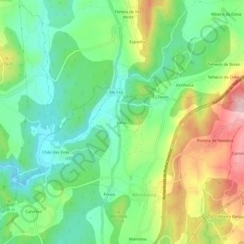 Topografische kaart Ceras, hoogte, reliëf
