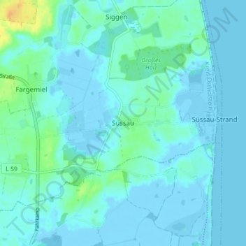 Topografische kaart Süssau, hoogte, reliëf
