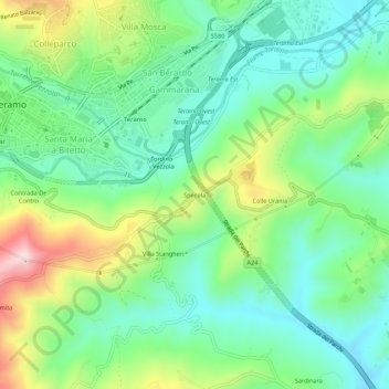 Topografische kaart Specola, hoogte, reliëf