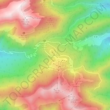Topografische kaart Col de l’Agus, hoogte, reliëf