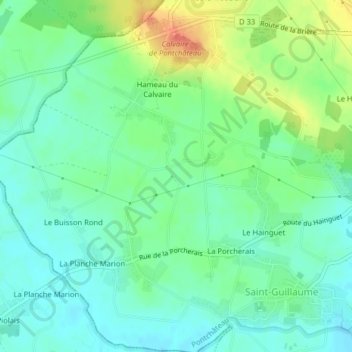 Topografische kaart La Bernerais, hoogte, reliëf