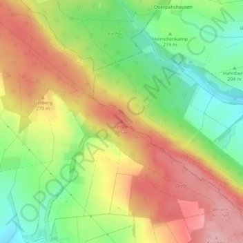 Topografische kaart Luenberg, hoogte, reliëf