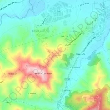 Topografische kaart Colbordolo, hoogte, reliëf