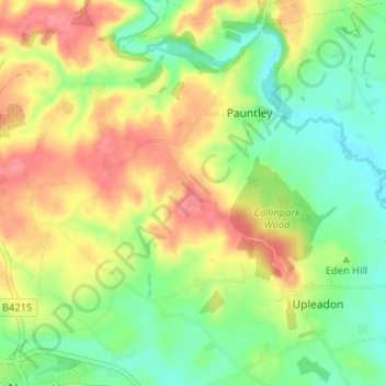 Topografische kaart Brand Green, hoogte, reliëf