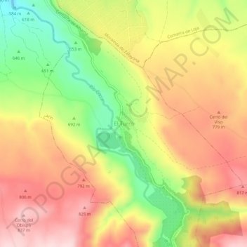 Topografische kaart El Turro, hoogte, reliëf