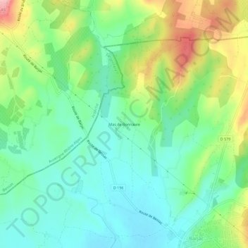 Topografische kaart Mas de Bonnaure, hoogte, reliëf