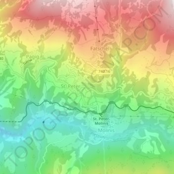 Topografische kaart Bödem, hoogte, reliëf
