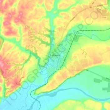Topografische kaart La Unión, hoogte, reliëf