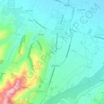 Topografische kaart Arola, hoogte, reliëf