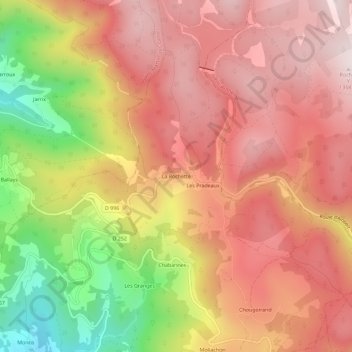 Topografische kaart La Rochette, hoogte, reliëf