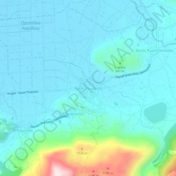 Topografische kaart Agios Georgios, hoogte, reliëf