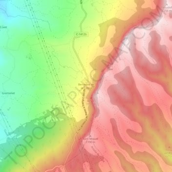 Topografische kaart Benavent de la Conca, hoogte, reliëf