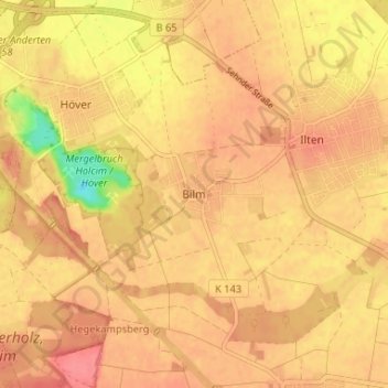 Topografische kaart Bilm, hoogte, reliëf